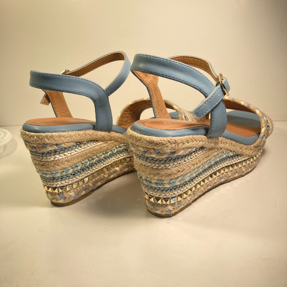 Patrizia Light Blue Espadrille Wedge Sandals/ Studded/ Size US 8.5 - Picture 6 of 8